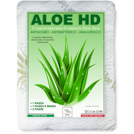 HOUSSE DE MATELAS DE TRAVERSE D'ALOE VERA BIO NATUREL 1 CARRÉ ET DEMI