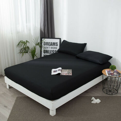 Housse de matelas grise, drap-housse 100% étanche (160x200), confortable, silencieux, respirant, protège-matelas hypoallergénique, Anti-acariens,black,C-King 200x220x30cm