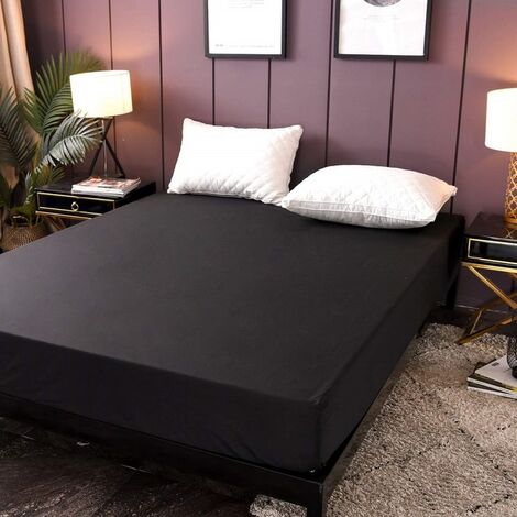 Housse de matelas imperméable 100%, drap-housse de protection de lit pour la maison, bleu, blanc, gris, couvre-lit matelassé lavable en Machine,Black,140x200 cm
