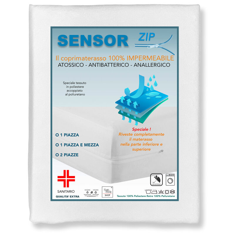 Housse de matelas imperméable intégrale avec capteur de fermeture éclair 2 PLACES Housse de matelas imperméable intégrale avec capteur de fermeture éclair 2 PLACES