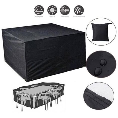 Housse de meuble de jardin SWAREY - 120x120x74cm - Tissu Oxford 420D - Imperméable - Résistante au vent, à la pluie et aux UV