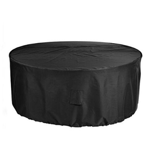 Housse de meuble ronde, housse antipoussière et imperméable, housse de table ronde de jardin extérieur, housse de protection housse de meuble, tissu Oxford 210D (noir 18595)