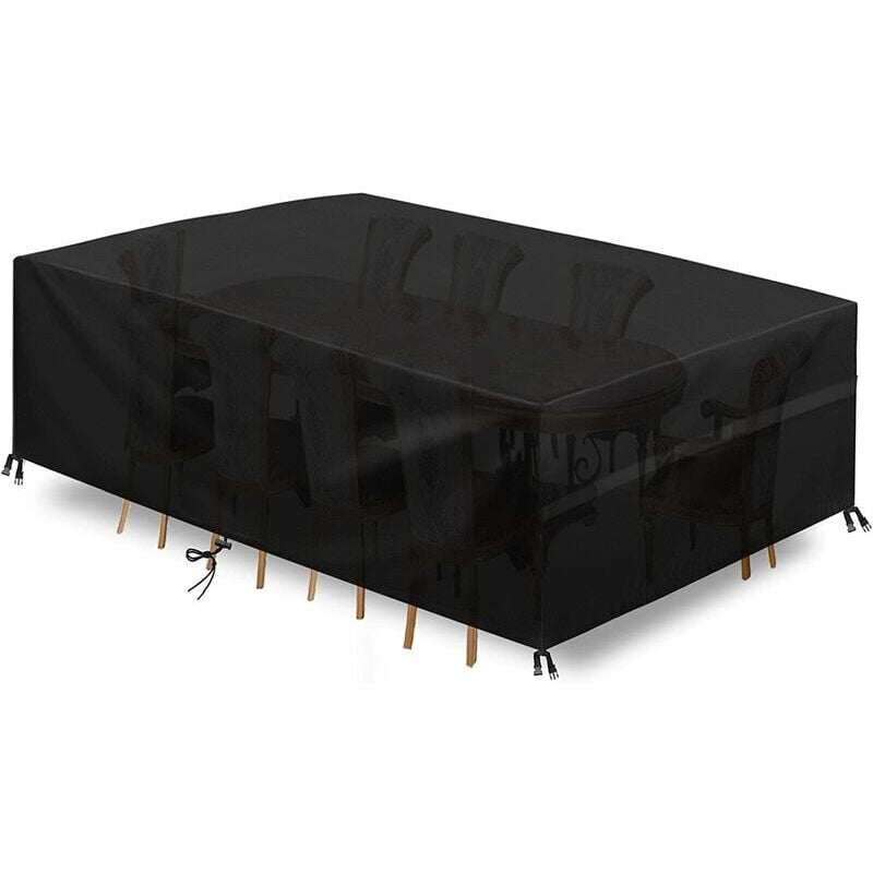 Housse de meubles de jardin 420D Oxford tissu housse de meubles imperméable bâche de couverture de table de jardin avec cordon de verrouillage