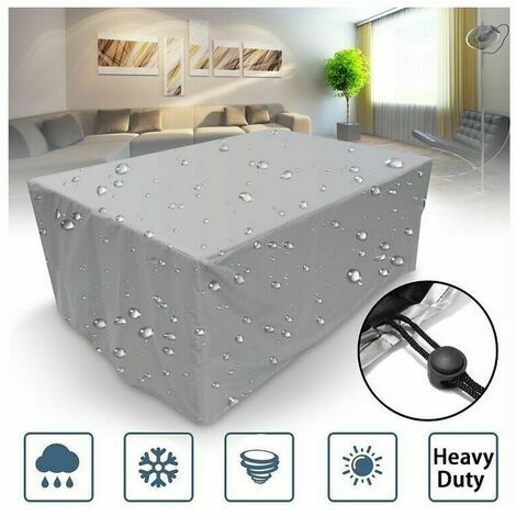 Housse de meubles de jardin avec housse de protection en tissu Oxfor 210D imperméable coupe-vent anti-UV très résistant pour meubles de chaise de table, argent -808080CM