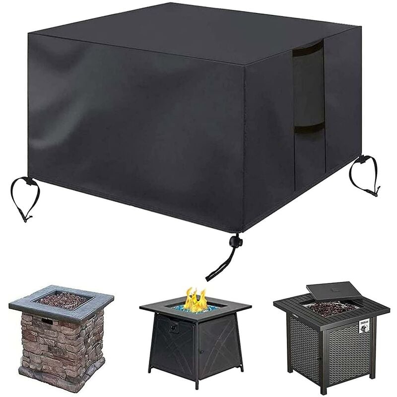 Xinuy - Housse de meubles, Fire Pit Cover Fire Pit Cover Outdoor Square Fire Pit Cover Waterproof Grill Cover Housse de protection (76 76 63cm)