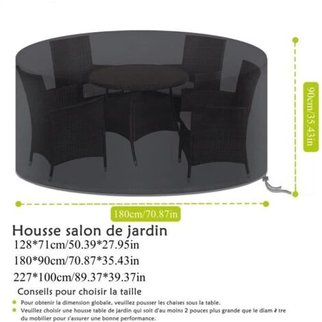 Housse de mobilier de jardin -180x90 cm - Imperméable - Coupe-vent - Anti-UV