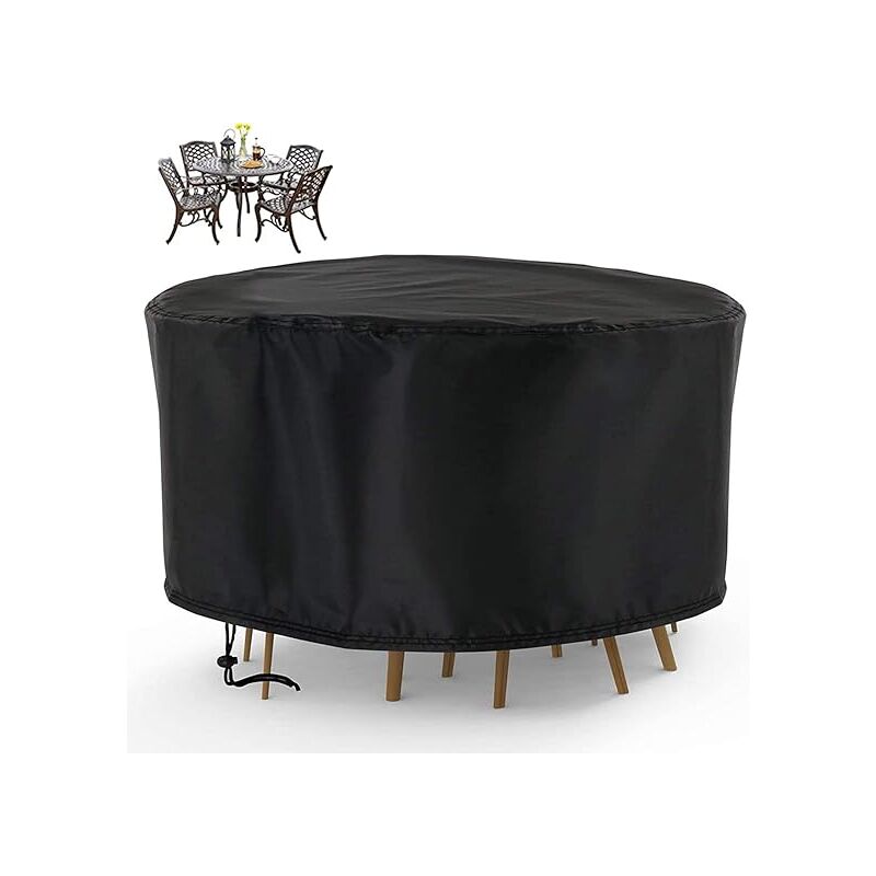 Housse de mobilier de Jardin, Housse de Table de Jardin Ronde étanche et résistante pour extérieur, Meubles de terrasse, abri Anti-UV et chaises de