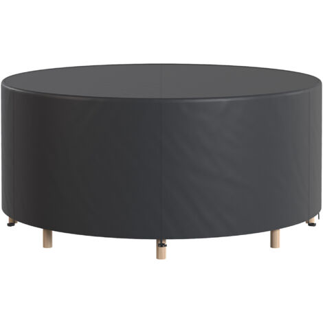 Housse de mobilier de jardin imperméable pour table ronde, tissu Oxford 420D pour jardin extérieur, Ø200 x 80 cm, noir