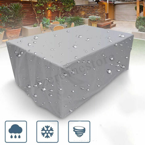 Housse de mobilier de jardin, rectangulaire pour ensemble de meubles de table de jardin, protection contre la neige Imperméable Antipoussière Anti-UV Respirant, Imperméable et résistant à l'hiver Oxfo