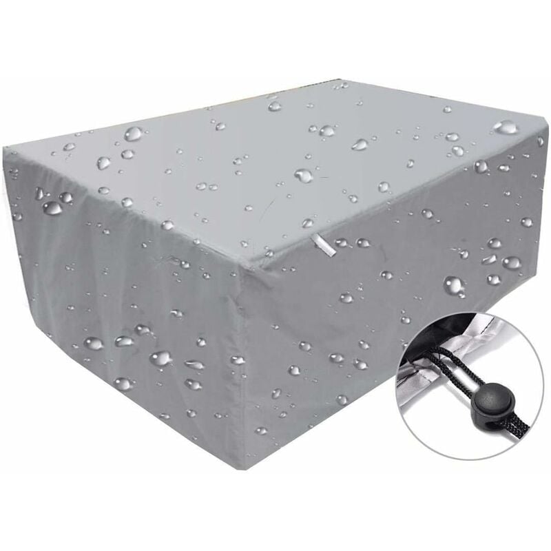 Housse de mobilier d'extérieur,bache imperméable coupe-vent anti-UV,Housse de protection rectangulaire en tissu Oxford 210D argent Groofoo 218x 218