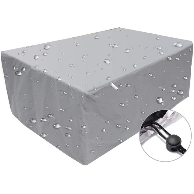 Housse de mobilier d'extérieur,bache imperméable coupe-vent anti-UV,Housse de protection rectangulaire en tissu Oxford 210D argent - 231x 231 x30cm