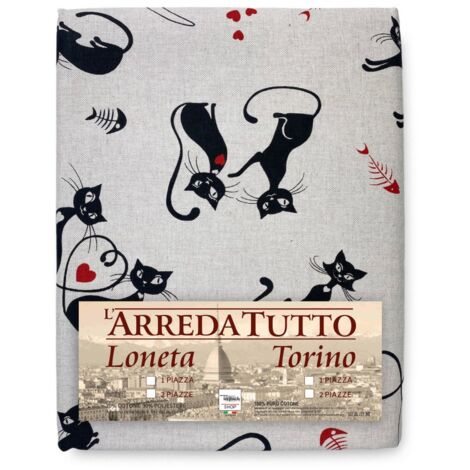 HOUSSE DE MOBILIER EN TOILE GRAND SCARF couvre-lit HOUSSE DE CANAPÉ TISSU Dory CATS chat NOIR 2 PLACES