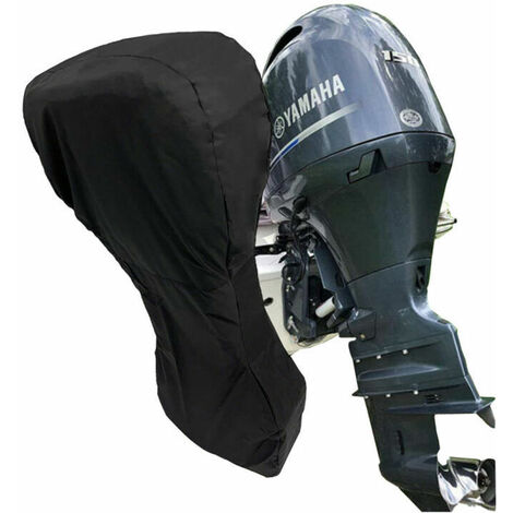Housse de moteur de bateau, housse de moteur hors-bord en tissu Oxford robuste 420D avec revêtement en PVC, housse de bateau hors-bord compatible avec le noir——30 60HP 180144cm