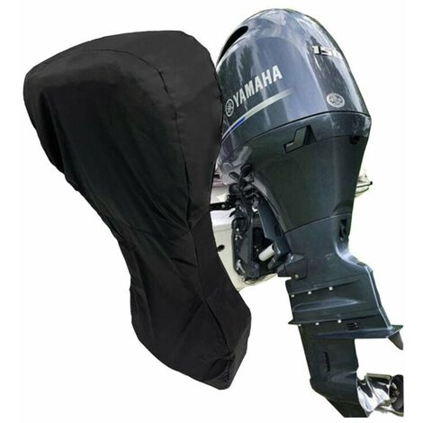 Housse de moteur de bateau, housse de moteur hors-bord en tissu Oxford robuste 420D avec revêtement en PVC, housse de bateau hors-bord compatible avec le noir——30 60HP 180144cm BF