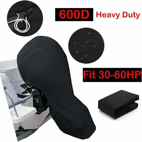 Housse de moteur marin – Housse de moteur hors-bord complète avec tissu Oxford 600D résistant + revêtement en PVC, housse hors-bord compatible (30-60HP)