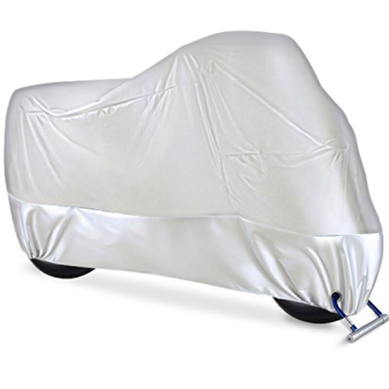 Housse De Moto, 190T Haute Densite Impermeable Et Antipoussiere, Housse De Protection Solaire Avec Revetement Argente, 220*95*110Cm