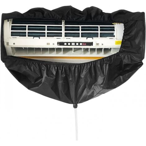 KEYOUNG Housse de Nettoyage pour Climatisation Divisée avec Tuyau D'eau de 2.5 M et Sortie de Vidange, Plaques de Support à Deux Côtés, Panneaux étanches, Climatiseur Mural, Noir