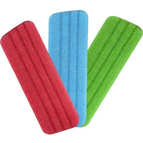 Housse de Nettoyage Remplacement, 3PCS Microfibre de Balai Mop Remplacement pour Serpillère Spray/Nettoyeur Vapeur, Lot de 3 Housse de Nettoyage Rechange Mop de Tampon pour Balai/Plat(42x14.cm)