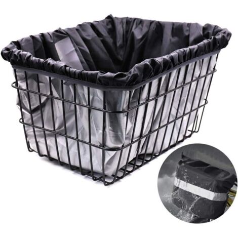 Housse de panier de vélo imperméable, noire, 43 x 20 x 20 cm, compatible avec la plupart des paniers de vélo (panier non inclus).