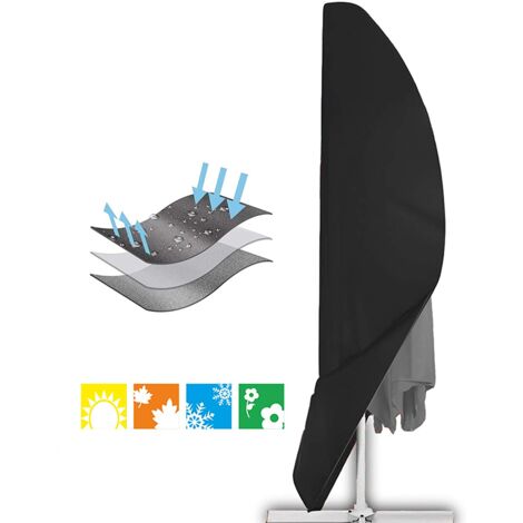 Housse de parapluie décalée, housse de parapluie de terrasse pour parasol en porte-à-faux de 8 pieds avec fermeture éclair et tissu résistant à l'eau