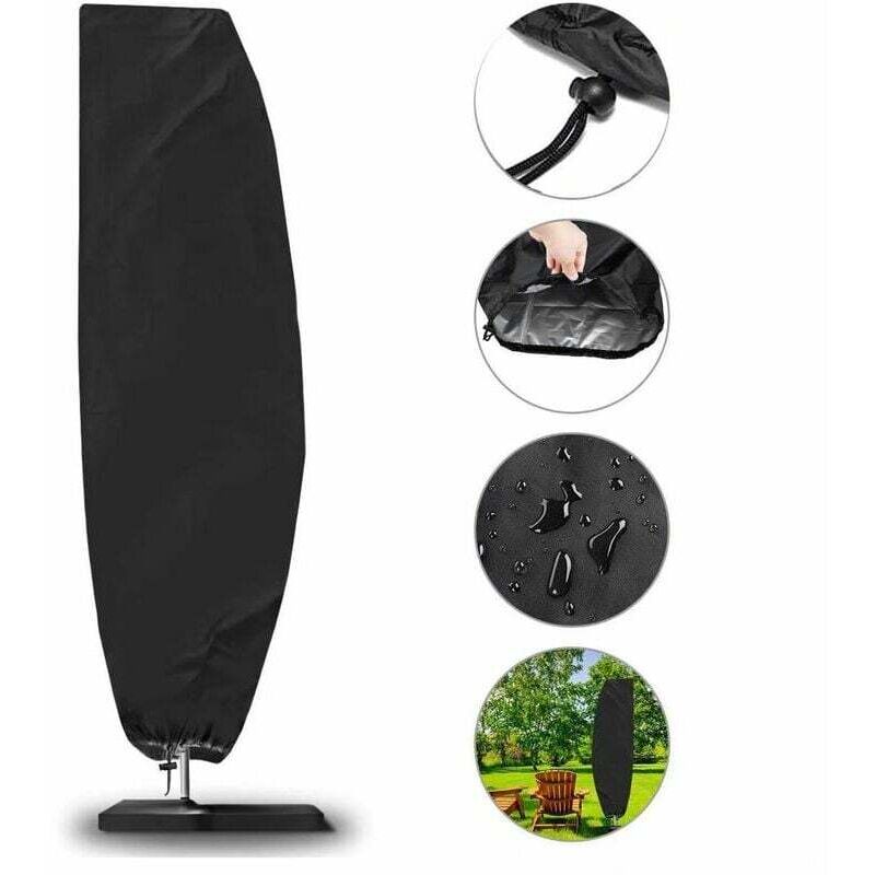 Housse de Parasol, 210D Housse de Parasol Jardin pour 2 à 4 m de 210D Grand Parasol Déporté, Couverture de Parasol Imperméable Housse de Parasol