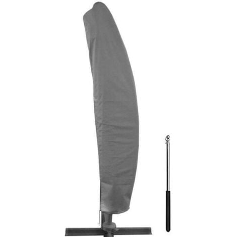 L&H-CFCAHL Housse de parasol 265 x 40/70/50 cm 210D Oxford Gris imperméable coupe-vent résistant aux UV indéchirable extra large avec mât télescopique housse parasol deporte