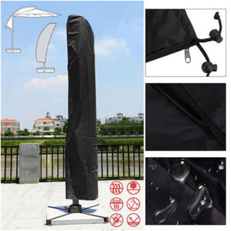 Housse de parasol 265 x 40/70/50 cm Noir 210D Oxford Housse parasol deporte 3x3m imperméable coupe-vent résistant aux UV indéchirable extra large