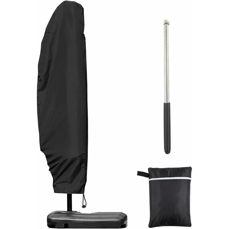 Housse de parasol 3m 4m avec fermeture éclair de 1,4m de long avec tige télescopique, 280x30/80/45cm.housse de protection
