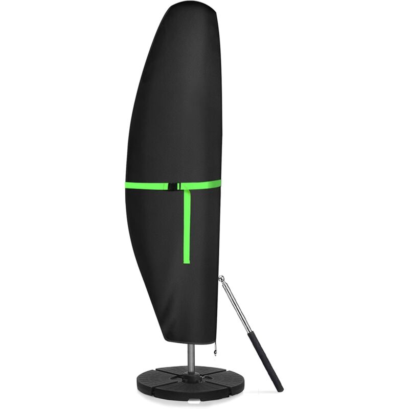 Housse de Protection pour Parasol, Nouvelle 420D Protege Parasol avec Perche Télescopique et Boucle, Coupe-Vent, Anti-UV, pour Protéger Les Parasols