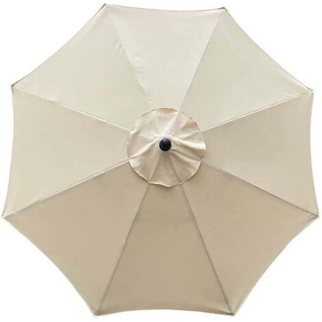 Housse de parasol, 8 baleines, 3 m, imperméable, résistante aux UV, tissu de remplacement, pour terrasse, extérieur, terrasse, beige
