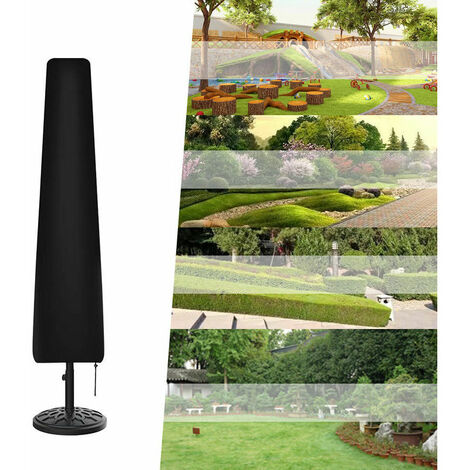 Housse de Parasol avec Grilles D’aération, Étanche, Coupe-Vent, Anti-UV, Robuste en Tissu 210D Oxford Housse de Protection pour Parasol (190x30x50cm)