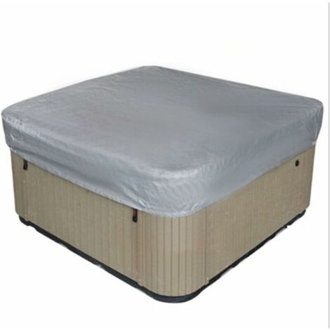 Housse de Parasol Couverture De Spa Carrée pour Spa, Couverture De Baignoire De Jardin Rectangulaire en Tissu Oxford 210D Résistant Au Vent Et Aux UV (218x218x30cm,Argent)