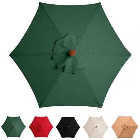 Housse de parasol de rechange 3 m, 6 bras, auvent de jardin, housse de parasol de rechange, (auvent uniquement)/vert