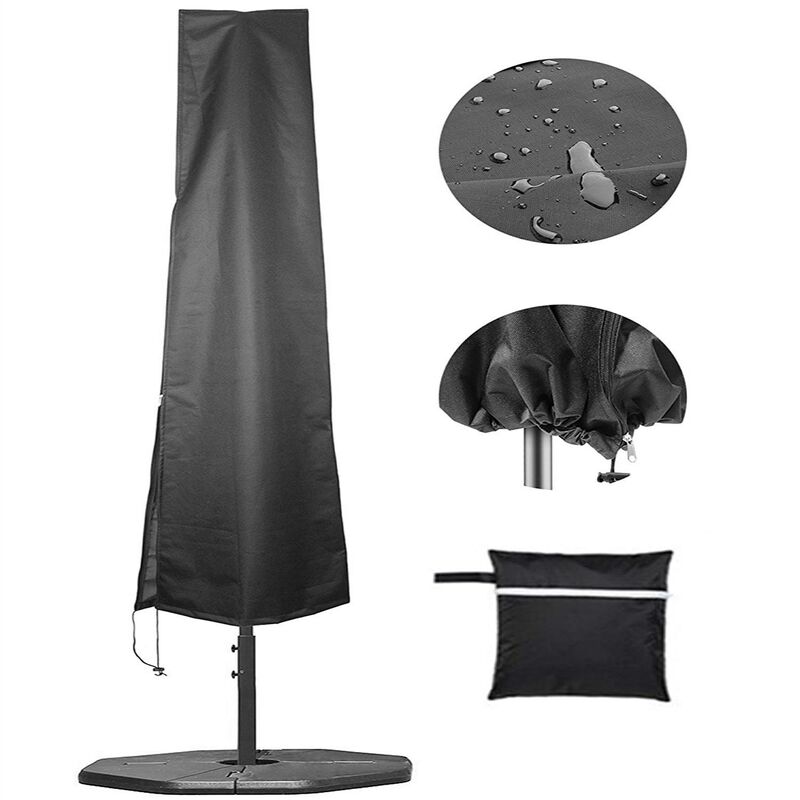 Housse de parasol, housse anti-poussière pour parasol, tige de parapluie imperméable en porte-à-faux, tissu Oxford de protection pour terrasse,