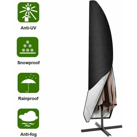 ORMROMRA Housse de parasol, housse de parasol de jardin 265 cm/housse de protection imperméable pour parapluie Oxford, noir