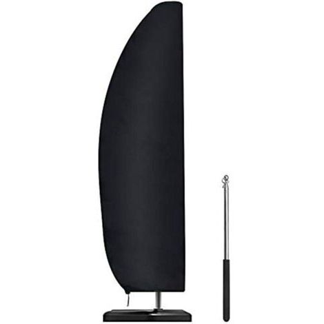 Housse de parasol imperméable avec mât, housse de parasol déporté, grande housse de parasol de jardin robuste, housse de parasol banane résistante aux UV, parasol 205 x 25/48/57 cm