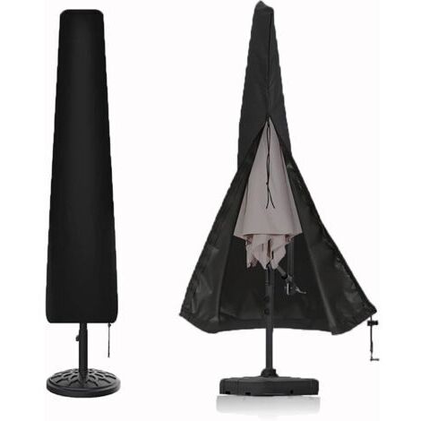Housse de parasol imperméable et coupe-vent pour jardin, cour et plage, noire, 190 x 50 x 30 cm