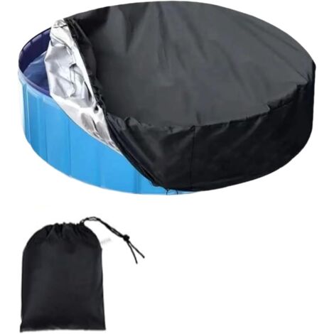 Housse de piscine d'extérieur pliable – 190 x 30 cm – Couverture ronde pour chien résistante aux UV – Idéale pour les piscines pour chiens/jacuzzi/enfants – Étanche à la poussière et à l'eau