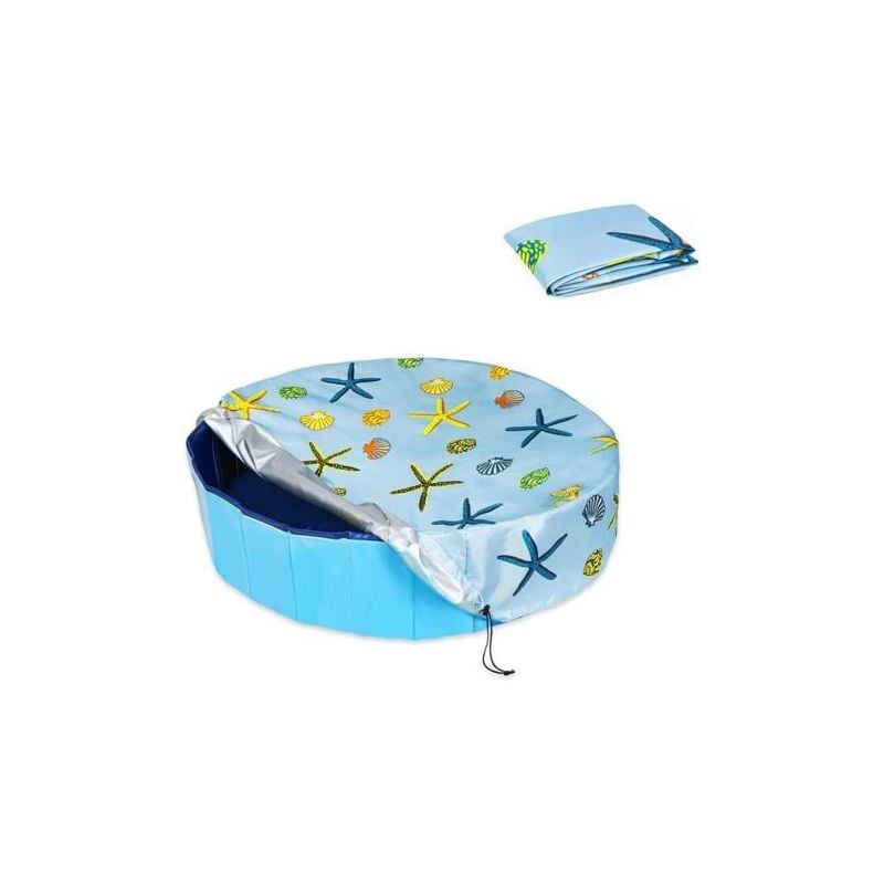 Housse de piscine ronde pliable pour chien 16020cm revêtement en pvc imperméable et protection uv, étanche, lavable, accessoires de bain pour enfants