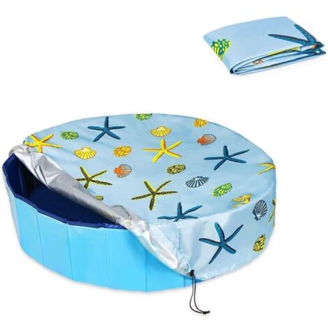 Housse de piscine ronde pliable pour chien 16020cm revêtement en PVC imperméable et protection UV, étanche, lavable, accessoires de bain pour enfants