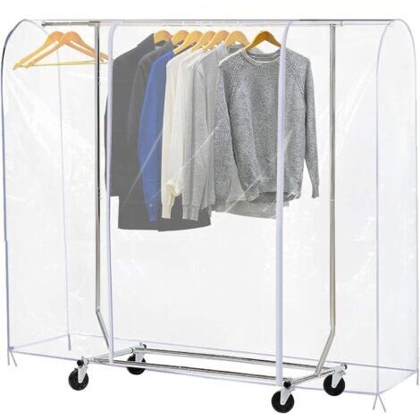 Housse de portant à vêtements, transparente anti-poussière avec fermetures éclair durables et protection imperméable (S: 120x50x150cm)