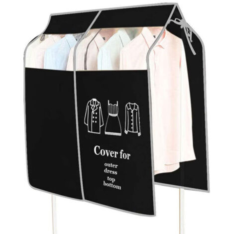 Housse de porte-vêtements anti-poussière, housse de placard suspendue extensible, housse anti-poussière pour manteaux, costumes, robes (noir)