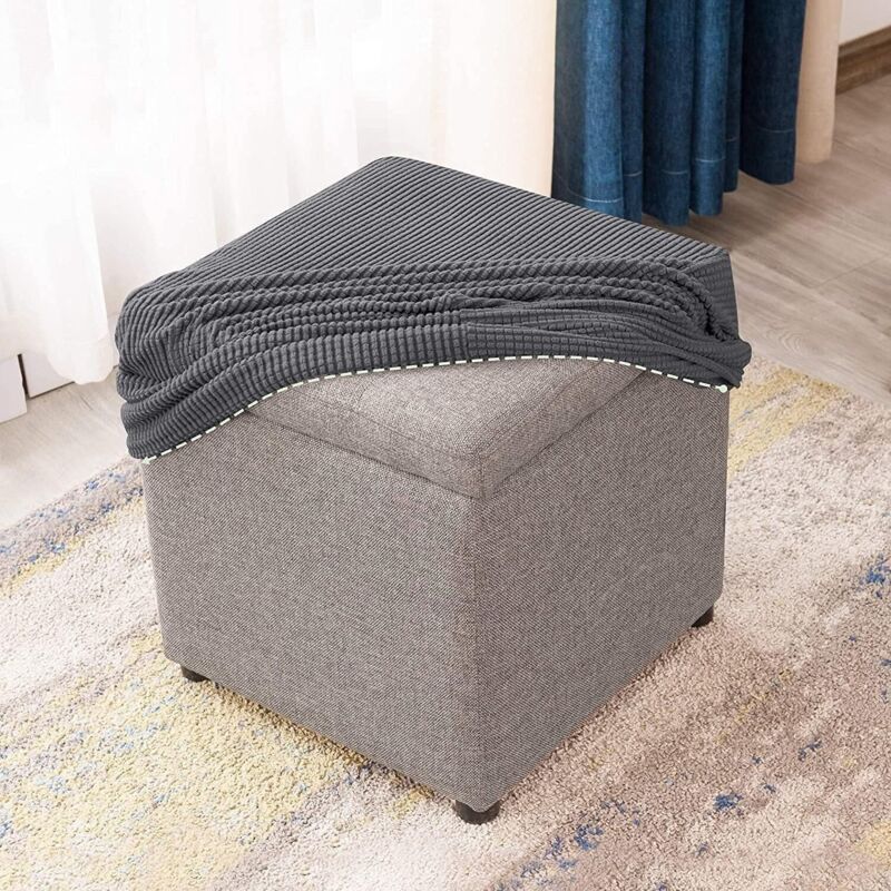 Housse de Pouf Ottomane Carrée Extensible, Housses de Repose-Pieds en Jacquard Doux pour protéger Le Repose-Pieds, Housse de Pouf avec Fond élastique