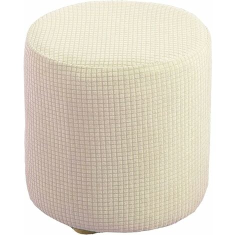 ERSANDY Housse de Pouf Ottomane Carrée/Rond Extensible, Housses de Repose-Pieds en Jacquard Doux pour protéger Le Repose-Pieds, Housse de Pouf avec Fond élastique ( Color : blanc laiteux , Size : 30x30cm )