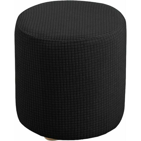 Housse de Pouf Ottomane Carrée/Rond Extensible, Housses de Repose-Pieds en Jacquard Doux pour protéger Le Repose-Pieds, Housse de Pouf avec Fond élastique ( Color : noir , Size : 30x30cm )