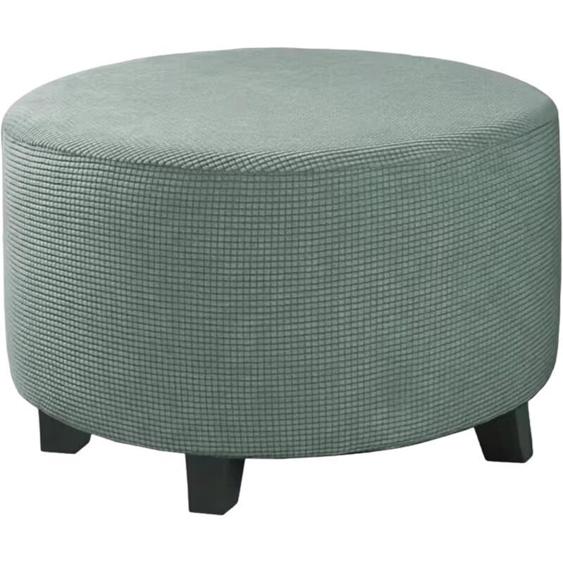 Housse de Pouf Ronde en Jacquard Extensible Housse de Pouf Pliable et Lavable avec Bord élastique Convient aux poufs 60 à 73 cm diamètre. Vert