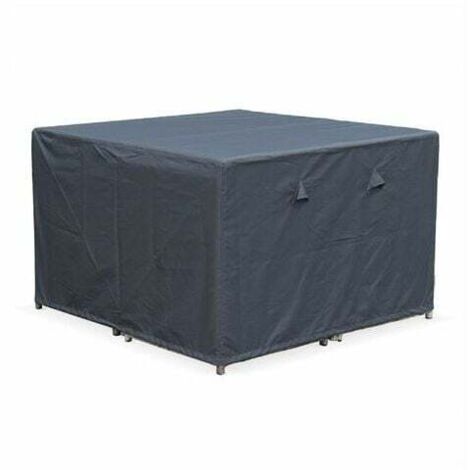 Housse de protection 112 x 112 cm gris foncé - Housse carrée en polyester enduit PA pour tables de jardin