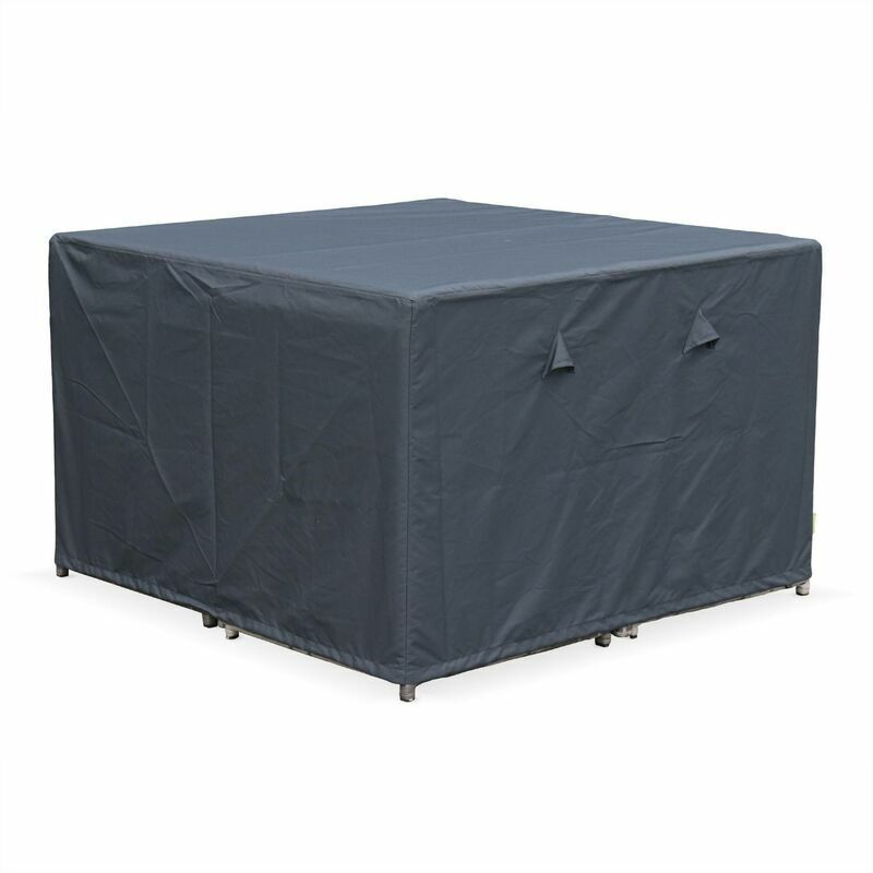Housse de protection 112x112cm gris foncé Bâche carrée en polyester enduit PA pour tables de jardin Firenze 4. Vasto 8. Vabo 8 et Cubo 8 Gris foncé