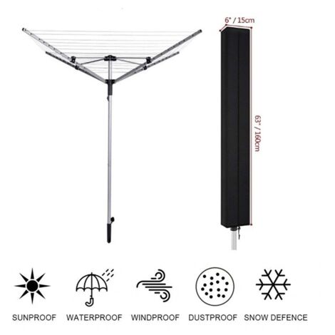 Housse de protection 210D Oxford pour séchoir rotatif, bâche imperméable et anti-UV pour meubles de jardin et étendoirs extérieurs