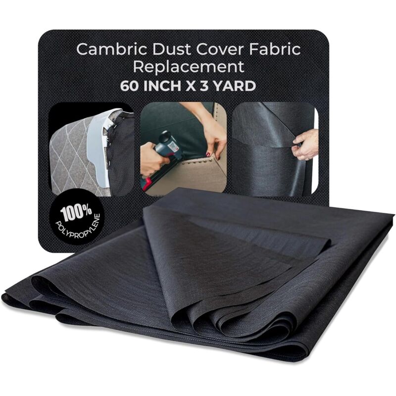 Housse de protection anti-poussière en batiste noire 60' x 3 yd pour canapés, fauteuils, sommiers à ressorts pour lits doubles et queen size. Cache